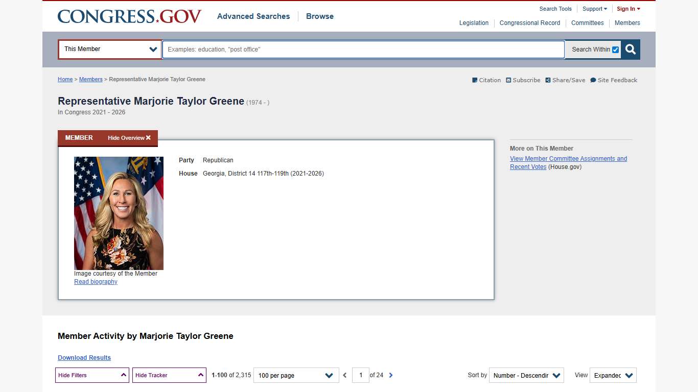 Marjorie Taylor Greene | Congress.gov | Library of Congress